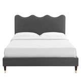 Modway Furniture Current Performance Velvet Queen Platform Bed XRXT Charcoal MOD-6734-CHA