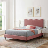 Modway Furniture Current Performance Velvet Queen Platform Bed XRXT Dusty Rose MOD-6734-DUS