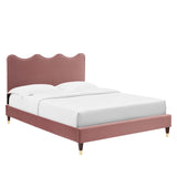 Modway Furniture Current Performance Velvet Queen Platform Bed XRXT Dusty Rose MOD-6734-DUS