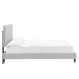 Modway Furniture Current Performance Velvet Queen Platform Bed XRXT Light Gray MOD-6734-LGR