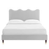 Modway Furniture Current Performance Velvet Queen Platform Bed XRXT Light Gray MOD-6734-LGR