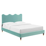 Modway Furniture Current Performance Velvet Queen Platform Bed XRXT Mint MOD-6734-MIN