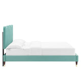 Modway Furniture Current Performance Velvet Queen Platform Bed XRXT Mint MOD-6734-MIN