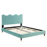 Modway Furniture Current Performance Velvet Queen Platform Bed XRXT Mint MOD-6734-MIN