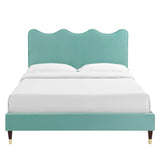 Modway Furniture Current Performance Velvet Queen Platform Bed XRXT Mint MOD-6734-MIN