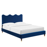 Modway Furniture Current Performance Velvet Queen Platform Bed XRXT Navy MOD-6734-NAV