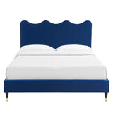 Modway Furniture Current Performance Velvet Queen Platform Bed XRXT Navy MOD-6734-NAV