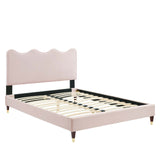 Modway Furniture Current Performance Velvet Queen Platform Bed XRXT PINK MOD-6734-PNK