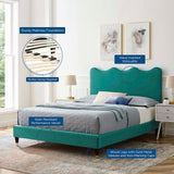 Modway Furniture Current Performance Velvet Queen Platform Bed XRXT Teal MOD-6734-TEA