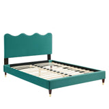 Modway Furniture Current Performance Velvet Queen Platform Bed XRXT Teal MOD-6734-TEA