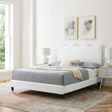 Modway Furniture Current Performance Velvet Queen Platform Bed XRXT White MOD-6734-WHI