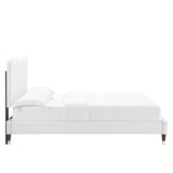 Modway Furniture Current Performance Velvet Queen Platform Bed XRXT White MOD-6734-WHI