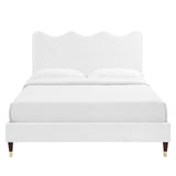 Modway Furniture Current Performance Velvet Queen Platform Bed XRXT White MOD-6734-WHI