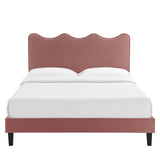 Modway Furniture Current Performance Velvet Queen Platform Bed XRXT Dusty Rose MOD-6735-DUS