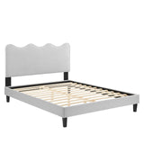 Modway Furniture Current Performance Velvet Queen Platform Bed XRXT Light Gray MOD-6735-LGR