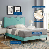 Modway Furniture Current Performance Velvet Queen Platform Bed XRXT Mint MOD-6735-MIN