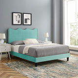 Modway Furniture Current Performance Velvet Queen Platform Bed XRXT Mint MOD-6735-MIN