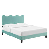 Modway Furniture Current Performance Velvet Queen Platform Bed XRXT Mint MOD-6735-MIN