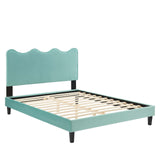 Modway Furniture Current Performance Velvet Queen Platform Bed XRXT Mint MOD-6735-MIN