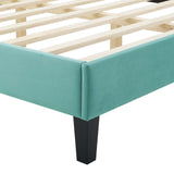 Modway Furniture Current Performance Velvet Queen Platform Bed XRXT Mint MOD-6735-MIN