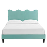 Modway Furniture Current Performance Velvet Queen Platform Bed XRXT Mint MOD-6735-MIN