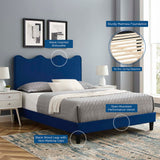 Modway Furniture Current Performance Velvet Queen Platform Bed XRXT Navy MOD-6735-NAV