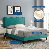 Modway Furniture Current Performance Velvet Queen Platform Bed XRXT Teal MOD-6735-TEA