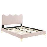 Modway Furniture Current Performance Velvet King Platform Bed XRXT Pink MOD-6736-PNK