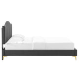 Juniper Channel Tufted Performance Velvet Queen Platform Bed Charcoal MOD-6739-CHA