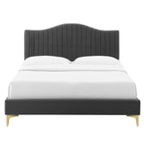 Juniper Channel Tufted Performance Velvet Queen Platform Bed Charcoal MOD-6739-CHA