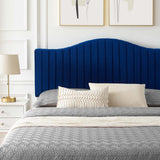 Juniper Channel Tufted Performance Velvet Queen Platform Bed Navy MOD-6739-NAV