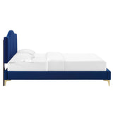 Juniper Channel Tufted Performance Velvet Queen Platform Bed Navy MOD-6739-NAV