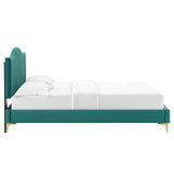 Juniper Channel Tufted Performance Velvet Queen Platform Bed Teal MOD-6739-TEA