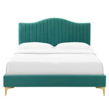 Juniper Channel Tufted Performance Velvet Queen Platform Bed Teal MOD-6739-TEA