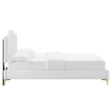 Juniper Channel Tufted Performance Velvet Queen Platform Bed White MOD-6739-WHI