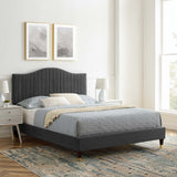 Juniper Channel Tufted Performance Velvet Queen Platform Bed Charcoal MOD-6740-CHA