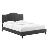 Juniper Channel Tufted Performance Velvet Queen Platform Bed Charcoal MOD-6740-CHA