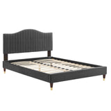 Juniper Channel Tufted Performance Velvet Queen Platform Bed Charcoal MOD-6740-CHA