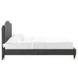 Juniper Channel Tufted Performance Velvet Queen Platform Bed Charcoal MOD-6740-CHA