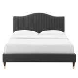 Juniper Channel Tufted Performance Velvet Queen Platform Bed Charcoal MOD-6740-CHA