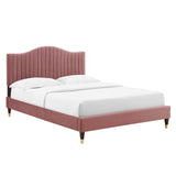 Juniper Channel Tufted Performance Velvet Queen Platform Bed Dusty Rose MOD-6740-DUS