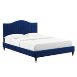 Juniper Channel Tufted Performance Velvet Queen Platform Bed Navy MOD-6740-NAV