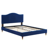 Juniper Channel Tufted Performance Velvet Queen Platform Bed Navy MOD-6740-NAV