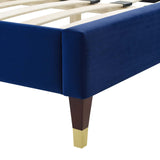 Juniper Channel Tufted Performance Velvet Queen Platform Bed Navy MOD-6740-NAV