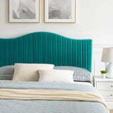 Juniper Channel Tufted Performance Velvet Queen Platform Bed Teal MOD-6740-TEA