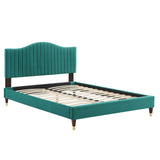 Juniper Channel Tufted Performance Velvet Queen Platform Bed Teal MOD-6740-TEA