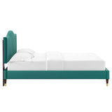 Juniper Channel Tufted Performance Velvet Queen Platform Bed Teal MOD-6740-TEA