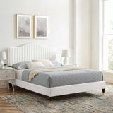 Juniper Channel Tufted Performance Velvet Queen Platform Bed White MOD-6740-WHI