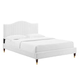 Juniper Channel Tufted Performance Velvet Queen Platform Bed White MOD-6740-WHI