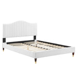 Juniper Channel Tufted Performance Velvet Queen Platform Bed White MOD-6740-WHI